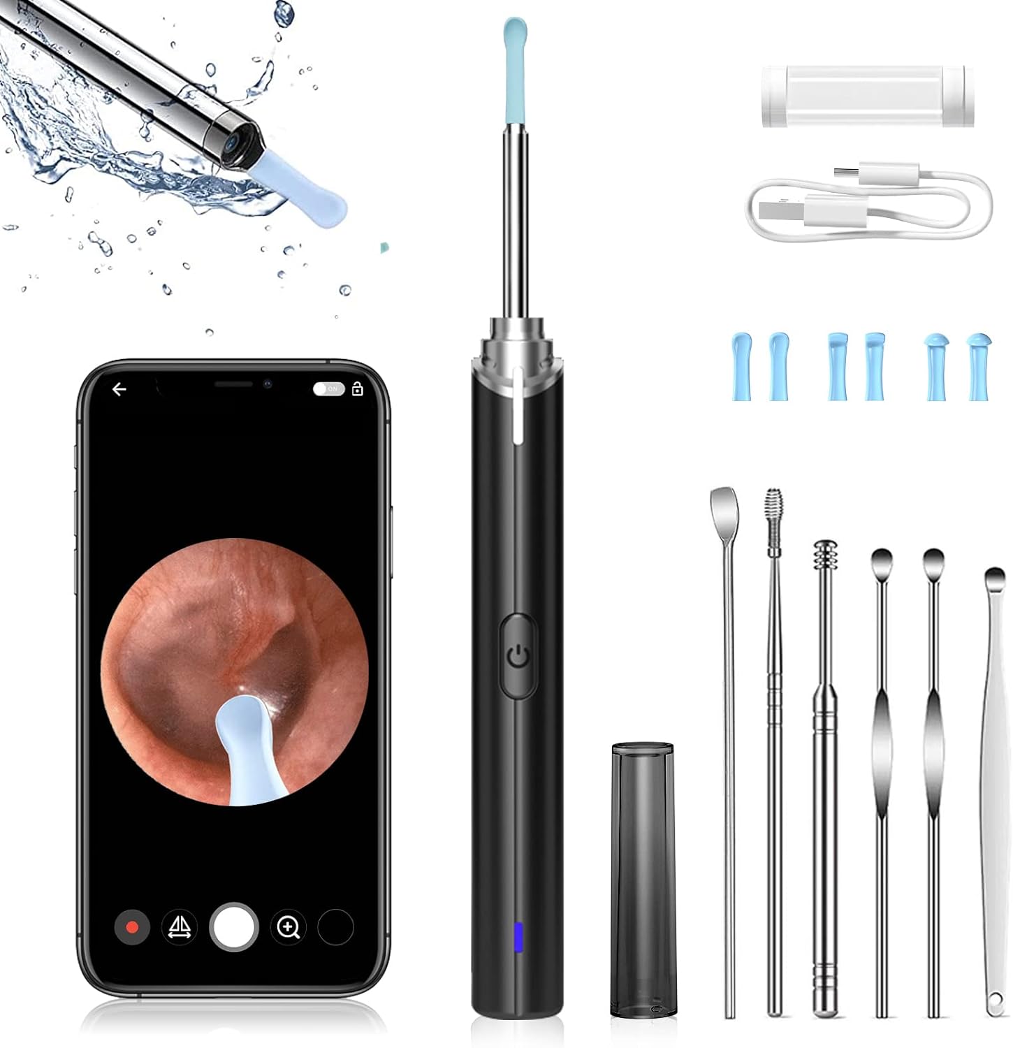 Outil d'oreille Otoscope, dissolvant de cérumen C3, kit d'outils de  nettoyage d'oreille avec caméra, endoscope d'élimination de cérumen visuel  intelligent (bleu)